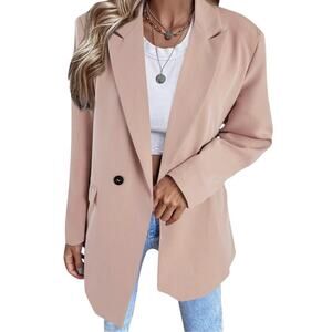 Valpweet Women's Oversized Blazer Size L Casual Button Front Jacket Business